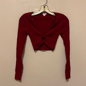 Garage Red Long Sleeve Crop Top
